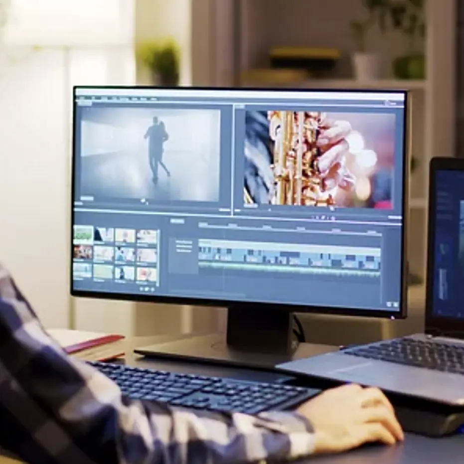 Image of a person editing video.